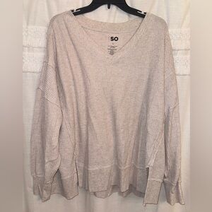 SO Waffle Knit V-Neck Sweater